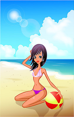 EPS 주간 계절 여자 수영복 바다 여행 포즈 일러스트 공 휴가 휴식 한명 사람 20대 성인 해변 야외 여름 여름휴가 바캉스 비키니 모래사장 선탠 비치볼 여자만 여자한명만 성인여자만 청년만 청년여자만 성인한명만 청년여자한명만 성인여자한명만 성인만 국내일러스트 자연요소 1 옷 컨셉 바캉스용품 청년 파일형식 벡터 여름_계절
