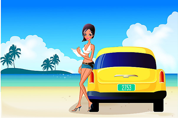 EPS 주간 계절 여자 바다 여행 포즈 일러스트 승용차 자동차 휴가 휴식 한명 사람 20대 성인 해변 야외 여름 여름휴가 바캉스 모래사장 여자만 여자한명만 성인여자만 청년만 청년여자만 성인한명만 청년여자한명만 성인여자한명만 성인만 국내일러스트 자연요소 1 육상교통 컨셉 청년 파일형식 벡터 여름_계절
