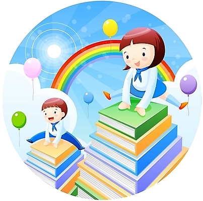 EPS 주간 전신 캐릭터 학생 여자 어린이교육 교육 남자 교복 초등학생 어린이 무지개 일러스트 홍보캐릭터 교육캐릭터 사람 소녀 소년 야외 두명 책 친구 뜀틀뛰기 어린이만 일러캐릭터 자연요소 옷 관계 파일형식 벡터