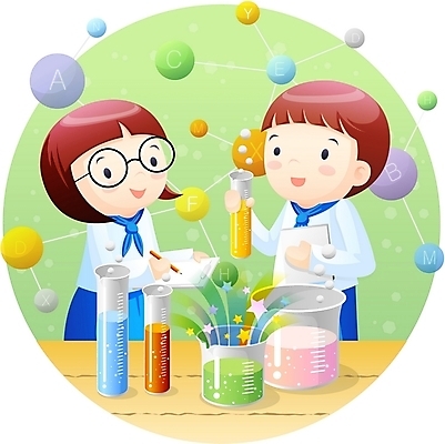 EPS 학생 여자 어린이교육 교육 남자 교복 초등학생 어린이 과학 일러스트 교과목 실험기구 실험 사람 소녀 소년 상반신 두명 친구 화학 시험관 비커 과학교육 분자구조 어린이만 국내일러스트 옷 관계 파일형식 벡터