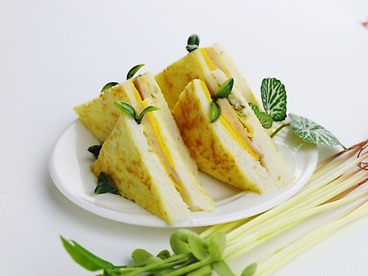 포토 스튜디오촬영 접시 음식 나뭇잎 서양음식 실내 샌드위치 근접촬영 사람없음 가로 초록색 국내포토 식기 뷰포인트 컬러 잎 내부 파일형식