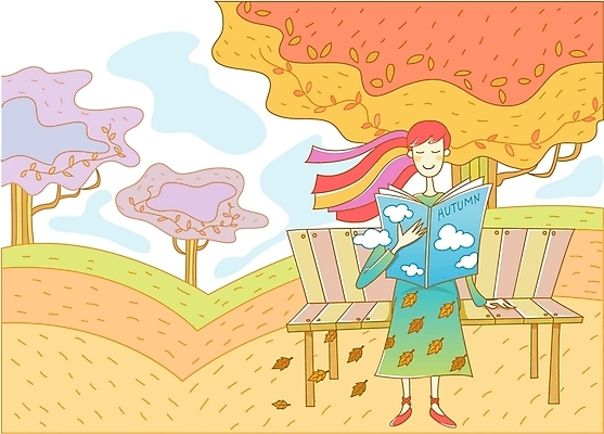 EPS 주간 나무 사계절 계절 여자 여유 단풍 낙엽 벤치 일러스트 자연 휴식 한명 사람 20대 성인 야외 독서 가을 여자만 여자한명만 성인여자만 청년만 청년여자만 성인한명만 청년여자한명만 성인여자한명만 성인만 국내일러스트 자연요소 식물 1 감정 컨셉 잎 의자 청년 생태계 파일형식 벡터