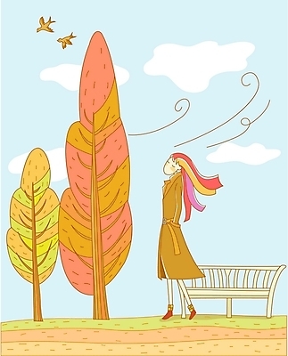 EPS 주간 나무 사계절 계절 여자 벤치 일러스트 자연 조류 바람 한명 사람 20대 성인 야외 가을 트렌치코트 고독 여자만 여자한명만 성인여자만 청년만 청년여자만 성인한명만 청년여자한명만 성인여자한명만 성인만 국내일러스트 자연요소 식물 동물 1 감정 의자 날씨 청년 코트 생태계 파일형식 벡터