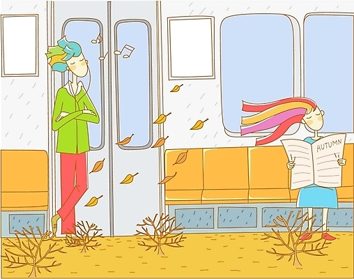 EPS 나무 커플 사계절 계절 여자 남자 음악 이어폰 낙엽 데이트 일러스트 자연 실내 사랑 사람 성인 두명 가을 신문 전철 고독 성인만 국내일러스트 식물 감정 육상교통 음향기기 잎 관계 문화예술 대중교통 내부 간행물 뉴스 생태계 파일형식 벡터