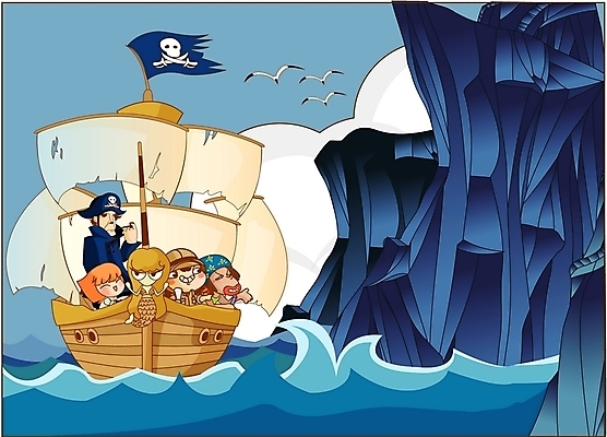 EPS 주간 구름 여자 남자 파도 바다 여행 일러스트 갈매기 휴가 항해 사람 소년 여러명 야외 도전 암벽 돛 해적 해적선 선장 선박 국내일러스트 자연요소 어린이 다수 수상교통 배_교통 조류 도둑 파일형식 벡터