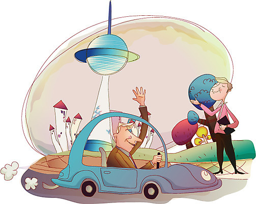 EPS 나무 남자 일러스트 비즈니스 자동차 거리 사람 두명 건물 경제 운전 비즈니스맨 환영 남자만 국내일러스트 식물 건축물 육상교통 모션 직장인 파일형식 벡터