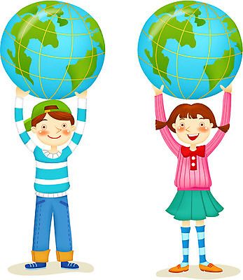 EPS 여자 교육 남자 지구 일러스트 사람 소년 두명 지구본 스쿨라이프 희망 꿈 국내일러스트 라이프스타일 감정 어린이 학교 파일형식 벡터