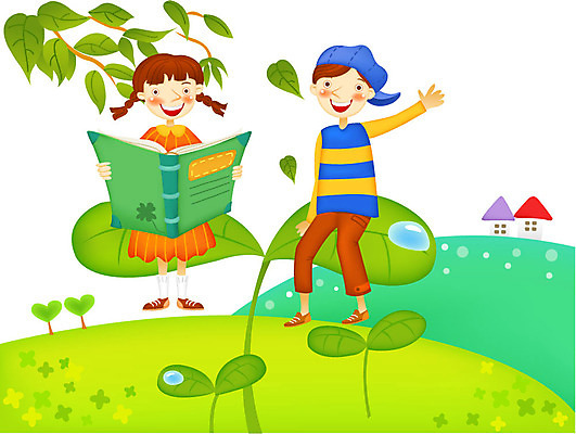 EPS 주간 여자 교육 남자 일러스트 상상 나뭇잎 사람 야외 두명 책 스쿨라이프 희망 꿈 나뭇가지 풀 국내일러스트 자연요소 나무 식물 라이프스타일 감정 잎 학교 파일형식 벡터