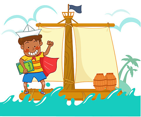 EPS 주간 전신 서양인 계절 어린이교육 교육 남자 초등학생 어린이 파도 바다 섬 흑인 일러스트 교과목 상상 항해 영어교육 한명 사람 소년 야외 책 여름 야자수 희망 꿈 돛단배 휴양지 종이배 영어책 영어교과서 선박 남자만 남자한명만 어린이만 소년만 소년한명만 국내일러스트 자연요소 외국인 나무 1 학생 영어 감정 수상교통 배_교통 장소 종이접기 파일형식 벡터