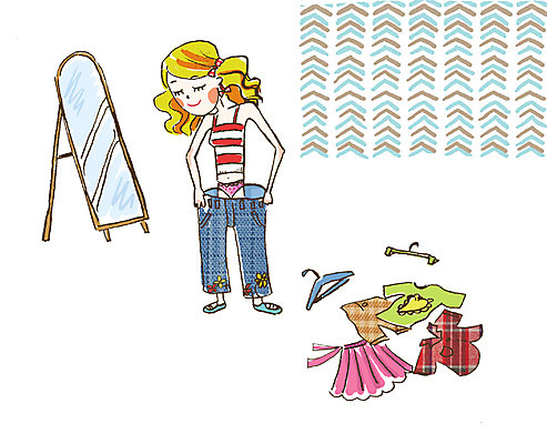 PSD 우먼라이프 옷 여자 다이어트 일러스트 실내 한명 사람 20대 성인 뷰티 희망 거울 옷걸이 극복 여자만 여자한명만 성인여자만 청년만 청년여자만 성인한명만 청년여자한명만 성인여자한명만 성인만 국내일러스트 1 라이프스타일 감정 건강 청년 내부 파일형식