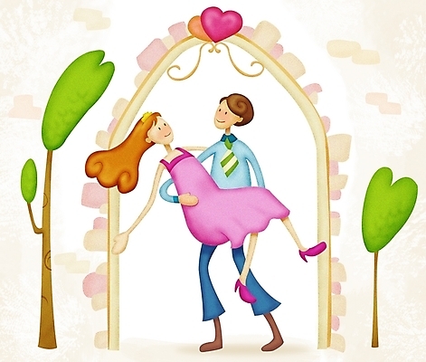 PSD 커플 드레스 여자 남자 행복 감정 결혼 일러스트 신혼부부 사랑 사람 두명 기쁨 로맨틱 신혼여행 국내일러스트 부부 옷 컨셉 관계 이벤트 신혼 파일형식