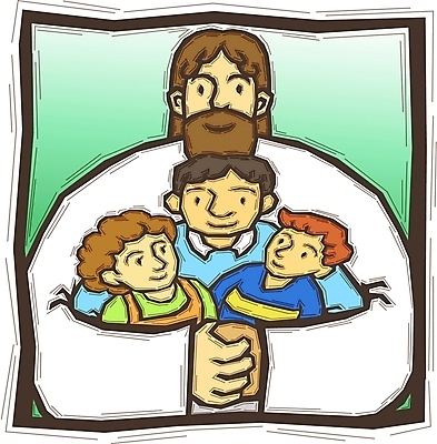 EPS 여자 남자 기독교 종교 일러스트 가족 포옹 사랑 사람 세명 믿음 예수 구출 보호 국내일러스트 감정 컨셉 관계 안기 도움 신_종교 파일형식 벡터