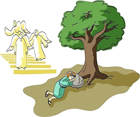 EPS 나무 남자 기독교 종교 일러스트 천사 한그루 사람 여러명 야외 꿈 잠 수면 성경이야기 야곱 남자만 국내일러스트 식물 1 다수 이야기 물 파일형식 벡터