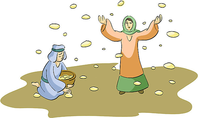 EPS 여자 남자 기독교 종교 일러스트 사람 두명 바구니 성경 기적 성경이야기 국내일러스트 종교용품 이야기 파일형식 벡터