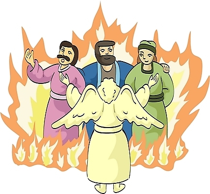 EPS 남자 기독교 종교 일러스트 불 천사 사람 세명 성경이야기 메삭 사드락 아벳느고 남자만 국내일러스트 자연요소 이야기 파일형식 벡터