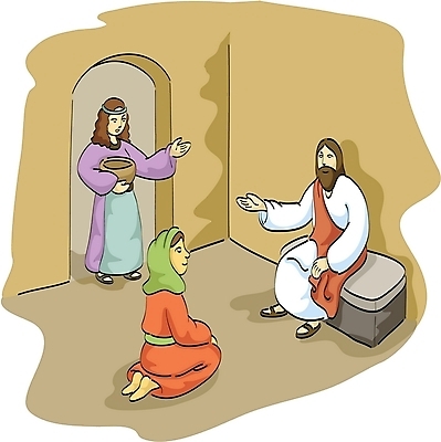 EPS 여자 남자 기독교 종교 일러스트 실내 사람 여러명 항아리 예수 무릎꿇기 성경이야기 마리아 국내일러스트 다수 모션 이야기 내부 도자기 신_종교 파일형식 벡터