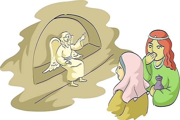 EPS 여자 기독교 종교 일러스트 천사 사람 두명 무덤 성경이야기 석상 마리아 빈무덤 여자만 국내일러스트 이야기 파일형식 벡터