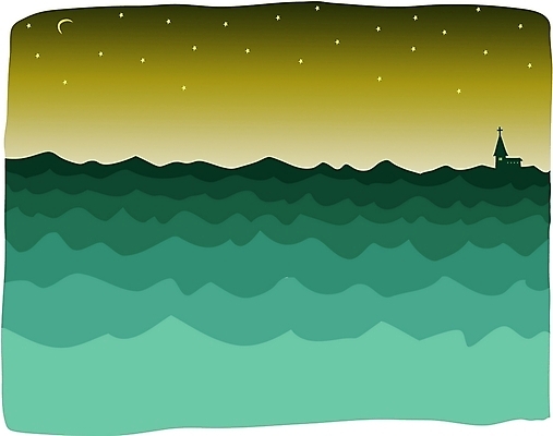 EPS 별 기독교 종교 일러스트 산 풍경 사람없음 야외 교회 달 국내일러스트 자연요소 종교건축 건물 파일형식 벡터