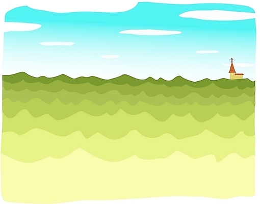 EPS 주간 계절 기독교 종교 백그라운드 일러스트 하늘 산 풍경 사람없음 야외 여름 교회 국내일러스트 자연요소 종교건축 건물 파일형식 벡터