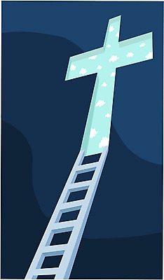 EPS 구름 기독교 종교 십자가 일러스트 사다리 종교용품 하늘 기독교용품 사람없음 빛 어둠 구출 국내일러스트 자연요소 도구 도움 파일형식 벡터