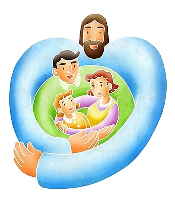 JPG 여자 남자 딸 행복 기독교 종교 어린이 일러스트 가족 페인터 엄마 사랑 사람 세명 화목 자녀 예수 하나님 아빠 보호 국내일러스트 감정 컨셉 관계 페인팅 신_종교 파일형식