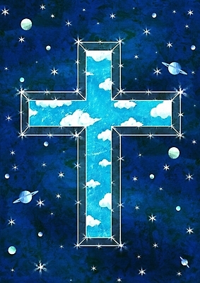 PSD 구름 별 기독교 종교 십자가 일러스트 종교용품 페인터 기독교용품 사람없음 빛 우주 어둠 국내일러스트 자연요소 페인팅 파일형식