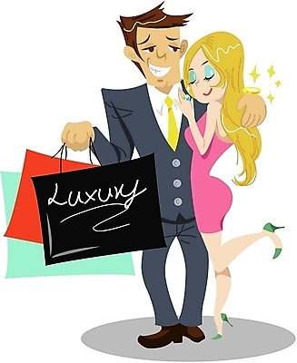 EPS 커플 여자 남자 일러스트 사람 두명 쇼핑 쇼핑백 부 사치 명품 국내일러스트 컨셉 가방 관계 재산 상품 파일형식 벡터