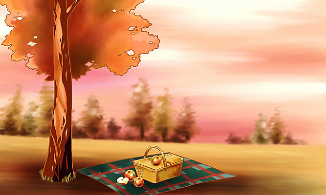PSD 나무 식물 사계절 계절 백그라운드 단풍 일러스트 자연 페인터 풍경 초원 사람없음 야외 소풍 바구니 노을 가을 사과 저녁 가을배경 국내일러스트 자연요소 잎 과일 페인팅 야외활동 야간 생태계 파일형식 가을_계절