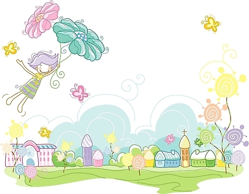 EPS 여자 남자 꽃 초등학생 어린이 나비 백그라운드 일러스트 상상 하늘 주택 한명 사람 소년 야외 판타지 교회 마을 비행 그린백그라운드 어린이만 국내일러스트 식물 1 학생 곤충 종교건축 건물 파일형식 벡터