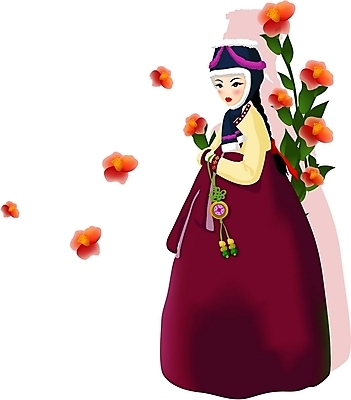EPS 한국문화 한국전통 여자 꽃 일러스트 한명 사람 20대 성인 치마 전통의상 한복 노리개 저고리 쓰개 여자만 여자한명만 성인여자만 청년만 청년여자만 성인한명만 청년여자한명만 성인여자한명만 성인만 국내일러스트 식물 1 동양문화 전통 하의 전통소품 한국 청년 파일형식 벡터