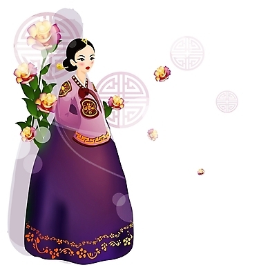EPS 한국문화 한국전통 여자 꽃 일러스트 한명 사람 20대 성인 치마 전통문양 전통의상 한복 저고리 궁중의상 당의 여자만 여자한명만 성인여자만 청년만 청년여자만 성인한명만 청년여자한명만 성인여자한명만 성인만 국내일러스트 식물 1 동양문화 전통 문양 하의 한국 청년 예복 파일형식 벡터