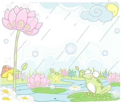 EPS 주간 식물 구름 꽃 백그라운드 일러스트 여름꽃 자연 하늘 연꽃 개구리 풍경 사람없음 야외 태양 버섯 연못 비 빗방울 그린백그라운드 국내일러스트 자연요소 날씨 양서류 비_날씨 생태계 파일형식 벡터 여름_계절