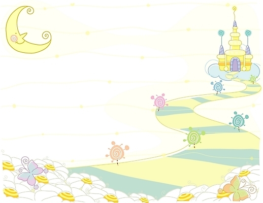 EPS 자연요소 꽃 길 나비 백그라운드 일러스트 자연 풍경 사람없음 야외 궁전 달 성 초승달 그린백그라운드 국내일러스트 식물 건축물 곤충 고건축 생태계 파일형식 벡터