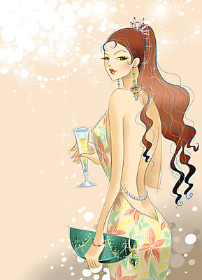 PSD 우먼라이프 라이프스타일 긴머리 드레스 여자 패션 일러스트 팔찌 페인터 한명 사람 20대 성인 쇼핑 파티 귀걸이 핸드백 샴페인잔 파티복 여자만 여자한명만 성인여자만 청년만 청년여자만 성인한명만 청년여자한명만 성인여자한명만 성인만 국내일러스트 1 헤어스타일 옷 술잔 가방 장신구 페인팅 이벤트 청년 생활 파일형식