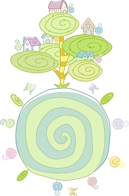 EPS 나무 식물 사계절 계절 지구 백그라운드 일러스트 자연 주택 사람없음 마을 봄 나무집 그린백그라운드 봄배경 국내일러스트 건물 생태계 파일형식 벡터