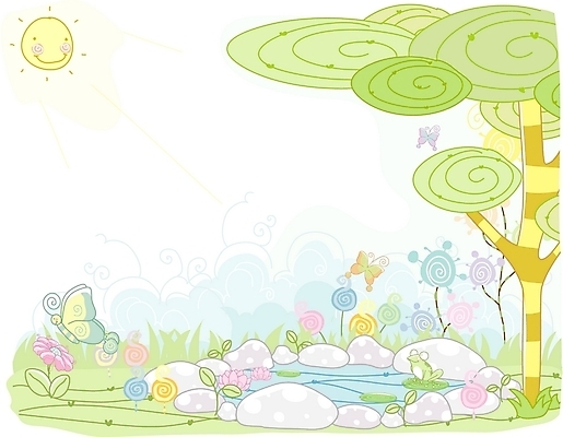 EPS 주간 나무 식물 사계절 계절 꽃 나비 백그라운드 일러스트 자연 하늘 풍경 사람없음 야외 태양 봄 연못 그린백그라운드 봄배경 국내일러스트 자연요소 곤충 생태계 파일형식 벡터