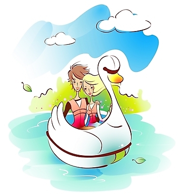 EPS 주간 구름 커플 여자 남자 행복 감정 호수 데이트 일러스트 사랑 사람 야외 두명 강 로맨틱 오리배 오리보트 국내일러스트 자연요소 컨셉 관계 파일형식 벡터