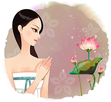 EPS 모델 문양 우먼라이프 여자 아시아 일러스트 연꽃 한명 사람 20대 성인 뷰티 한국인 우아함 연잎 단아함 여자만 여자한명만 성인여자만 청년만 청년여자만 성인한명만 청년여자한명만 성인여자한명만 성인만 국내일러스트 1 라이프스타일 꽃 나라 컨셉 잎 동양인 청년 파일형식 벡터