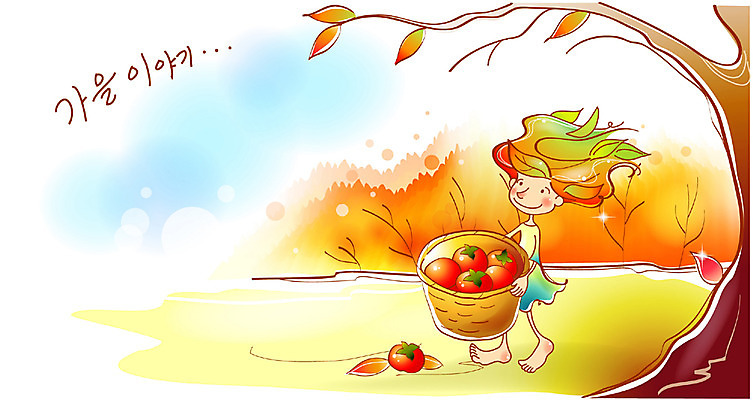 EPS 주간 나무 사계절 계절 여자 초등학생 어린이 단풍 낙엽 일러스트 상상 자연 산 요정 감 한명 사람 소녀 야외 바구니 가을 감나무 단감 여자만 여자한명만 어린이만 소녀만 소녀한명만 국내일러스트 자연요소 식물 1 학생 잎 과일 생태계 파일형식 벡터