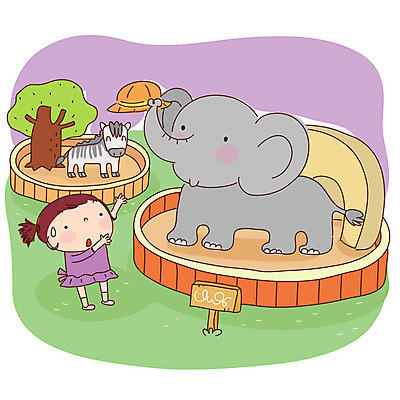 EPS 주간 전신 동물 여자 어린이라이프 초등학생 어린이 일러스트 코끼리 동물원 한명 서기 사람 소녀 야외 여자만 여자한명만 어린이만 소녀만 소녀한명만 국내일러스트 자연요소 1 학생 라이프스타일 포유류 모션 파일형식 벡터