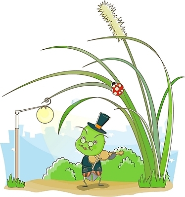 EPS 사계절 계절 공공시설 곤충 연주 절지류 가로등 일러스트 자연 현악기 사람없음 야외 가을 풀 풀잎 바이올린 무당벌레 베짱이 국내일러스트 식물 동물 악기 음악 잎 풀_식물 시설 생태계 파일형식 벡터