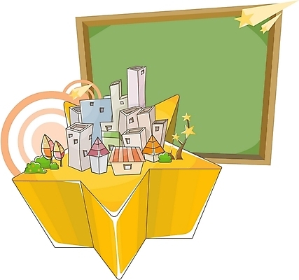 EPS 나무 건축 별 일러스트 주택 알림판 풍경 사람없음 건물 마을 칠판 도시 유성 국내일러스트 자연요소 식물 건축물 파일형식 벡터