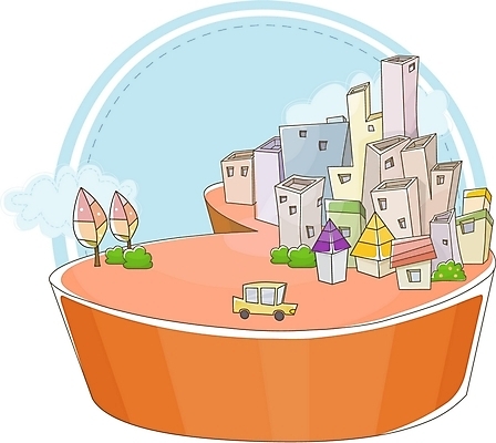 EPS 주간 나무 구름 일러스트 자동차 주택 풍경 사람없음 야외 건물 마을 도시 국내일러스트 자연요소 식물 건축물 육상교통 파일형식 벡터