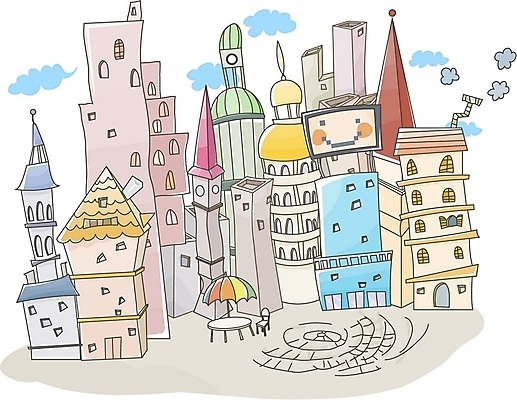 EPS 건축 백그라운드 의자 일러스트 풍경 사람없음 야외 건물 마을 도시 파라솔 광장 유럽풍 국내일러스트 건축물 가구 파일형식 벡터