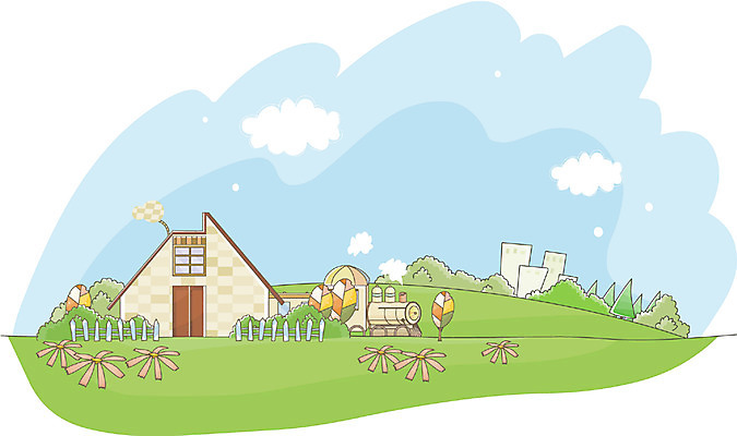 EPS 주간 나무 구름 시설물 사계절 계절 건축 백그라운드 일러스트 자연 풍경 초원 사람없음 야외 봄 기차 기차역 봄배경 국내일러스트 자연요소 식물 건축물 육상교통 대중교통 역 생태계 파일형식 벡터