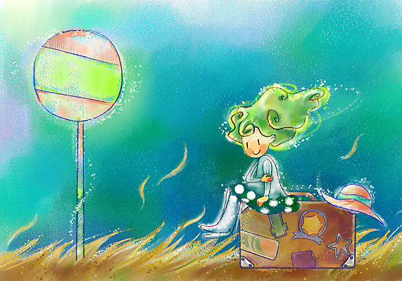 PSD 모자 여자 행복 여행 일러스트 상상 청소년 페인터 바람 한명 사람 야외 10대 판타지 여행가방 역 여자만 여자한명만 십대만 십대여자만 십대여자한명만 국내일러스트 자연요소 1 잡화 감정 가방 교통시설 페인팅 날씨 파일형식