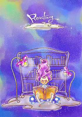 PSD 여자 행복 일러스트 상상 청소년 페인터 책장 한명 사람 10대 책 빛 판타지 독서 스탠드 여자만 여자한명만 십대만 십대여자만 십대여자한명만 국내일러스트 1 감정 가구 페인팅 조명 파일형식