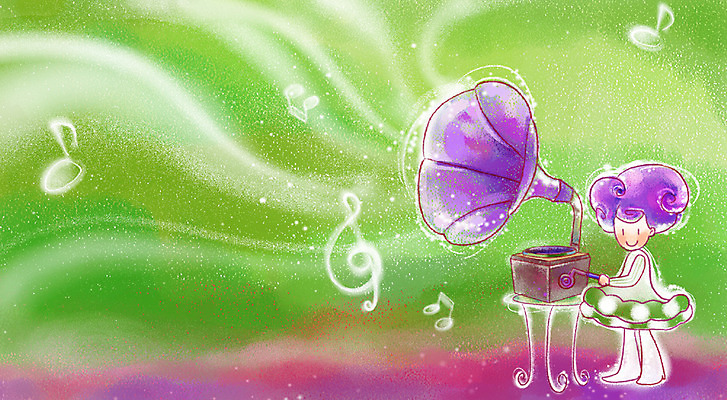 PSD 여자 행복 음악 음표 일러스트 상상 청소년 페인터 탁자 한명 사람 10대 판타지 축음기 여자만 여자한명만 십대만 십대여자만 십대여자한명만 국내일러스트 1 기호 감정 음향기기 가구 페인팅 문화예술 골동품 파일형식