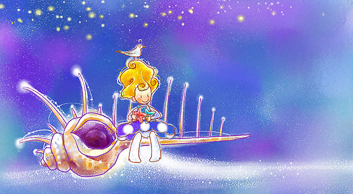 PSD 여자 행복 일러스트 상상 청소년 페인터 갈매기 한명 사람 해변 10대 판타지 소라 여자만 여자한명만 십대만 십대여자만 십대여자한명만 국내일러스트 1 감정 바다 페인팅 조류 어패류 파일형식