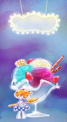 PSD 여자 행복 일러스트 상상 청소년 페인터 아이스크림 여름음식 한명 사람 10대 판타지 숟가락 빙수 여자만 여자한명만 십대만 십대여자만 십대여자한명만 제철음식 국내일러스트 1 감정 음식 페인팅 디저트 수저 제철 파일형식 여름_계절